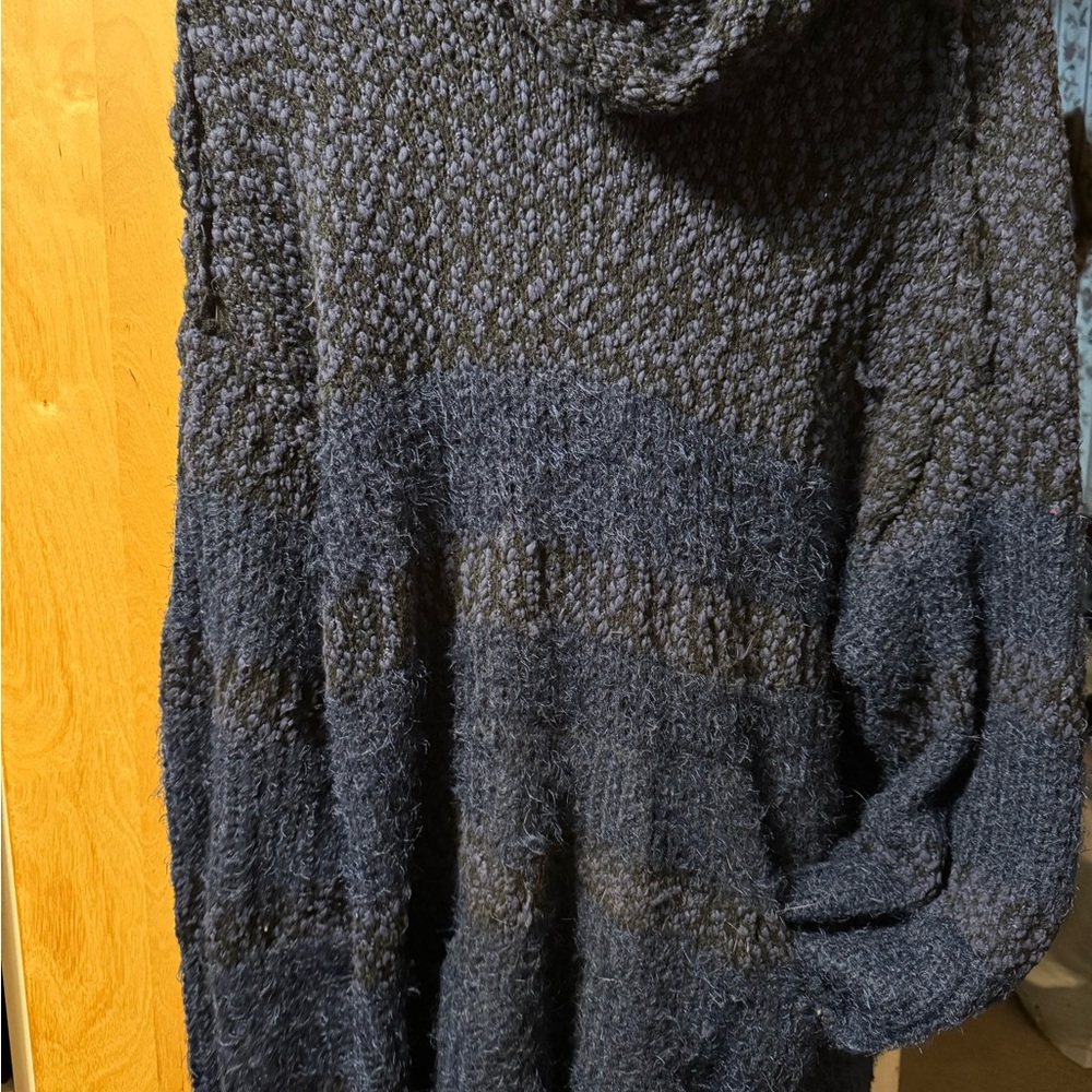 New Directions Black and Gray Cowl Neck Sweater